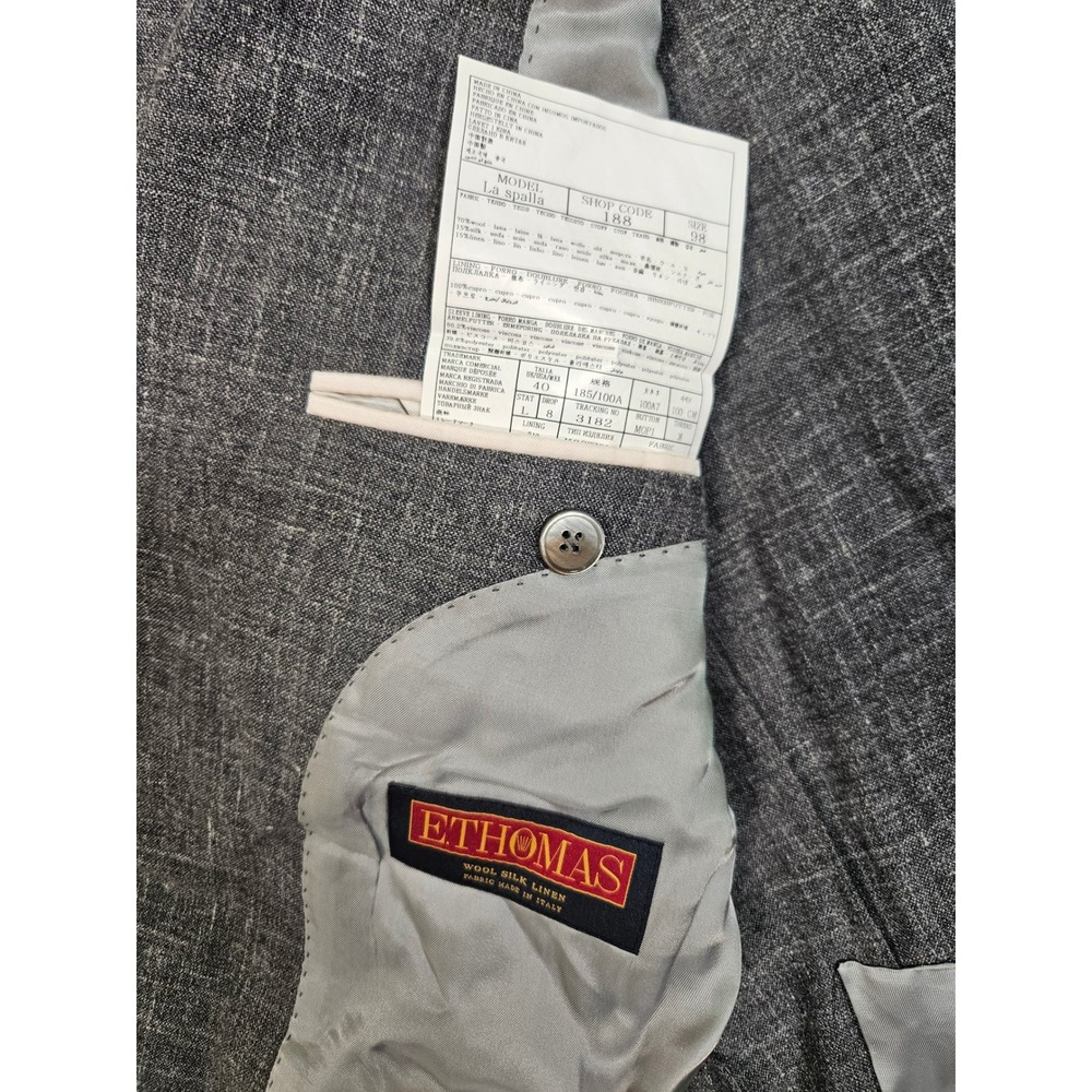 SuitSupply La Spalla Grey E. Thomas Wool Silk Linen Blazer Mens 40L / 98 - Picture 6 of 11